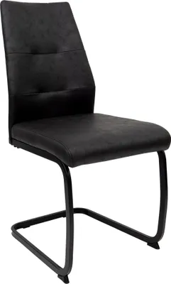 Produktbild von Moderne Esszimmerstühle in Lederoptik - gepolsterte Freischwinger mit robustem Metallgestell - pflegeleichte Schwingstühle mit atmungsaktiver Oberfläche,Farbe:Schwarz;Menge:1 St.