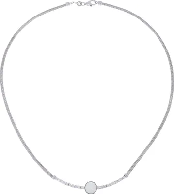 Produktbild von LS1358 Flechtcollier mit Perlmutt und Zirkonia 925 Sterling Silber 45 cm Luxxos