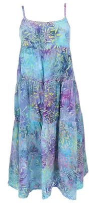 Produktbild von Boho Sommerkleid, Luftiges Midikleid, Stufenkleid in Leuchtender Wachsbatik - Flieder, Damen, Violett, Viskose, Größe: M