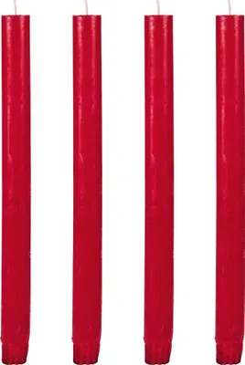 Produktbild von Stab-Kerzen 4er Set hochwertige Tafelkerzen Ø 2,3 x 27 cm rot