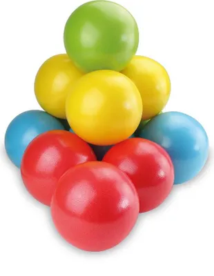 A pyramid of colorful balls.