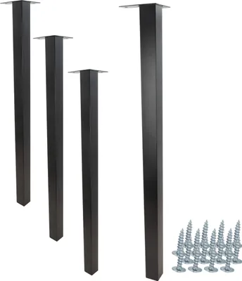Produktbild von 4er-Set Quadratmöbelfüße in Schwarz Matt, 70 cm Hoch - Elegante und funktionale Möbelbeine für vielseitige Anwendungen