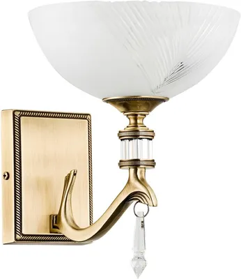 Produktbild von Casa Padrino Luxus Barock Kristall Wandleuchte Messing mit Patina / Weiß H. 21 cm