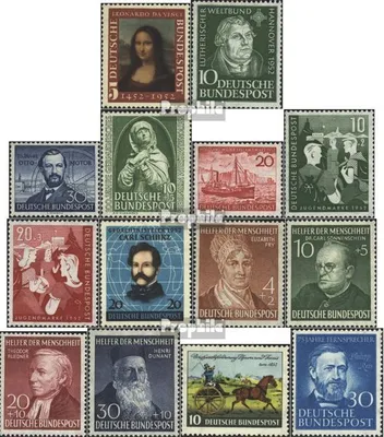Produktbild von Briefmarken BRD (BR.Deutschland) 1952 Mi 148-161 (kompl.Ausg.) Jahrgang 1952 komplett postfrisch 500.Geburtstag von da Vinci