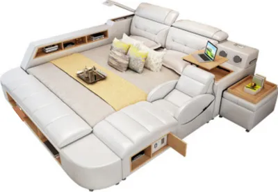 Immagine prodotto di Doppel Luxus Design Leder Bett Polster Betten USB Hotel Multifunktion Sound