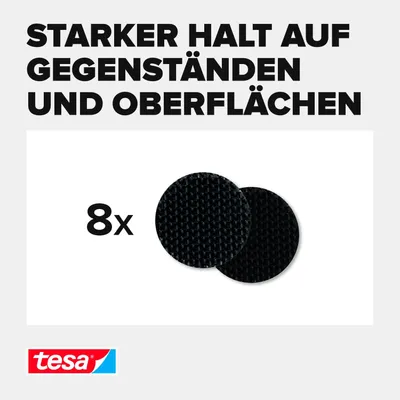 Produktbild von TESA 55226-00, Schwarz, Rund, 1,6 cm, 8 Stück(e)