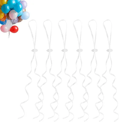 Produktbild von Heliumballonverschlüsse mit Schnur – Set mit 50 Stück – Ballonschnur – Weiß