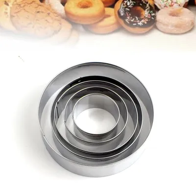5 runde Ausstechformen aus Edelstahl, 10–4 cm