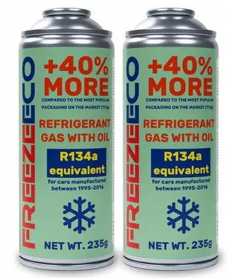 Produktbild von KÄLTEMITTEL FÜR AUTO-KLIMAANLAGEN R134A 2-in-1 SET MIT 2 DOSEN: 2 x 235g