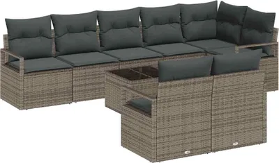 Produktbild von Sofa Set 9 pcs Grau Poly-Rattan