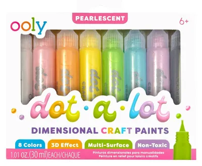 Produktbild von Ooly 3D Bastelfarbe Perlmutt Set 8-teilig - kreative Punktmalerei