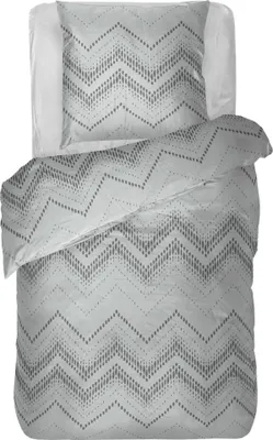 Immagine prodotto di Biancheria da letto 2 pezzi (grigio check) copripiumino 135x200cm + federa 80x80cm con cerniera, 100% cotone