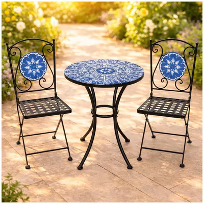 Produktbild von Tisch und 2 Stühle Marocco Blau