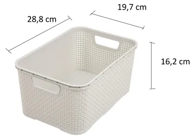 Zdjęcie produktu dla BranQ - Zestaw 3 koszy plastikowych w stylu rattanu, rozmiar M, pojemność 10 litrów, wykonane z polipropylenu (PP)