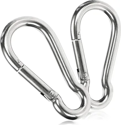 Produktbild von com-four® 2x Karabinerhaken - Premium Karabiner aus witterungsbeständigem Edelstahl 304 - Stahl-Haken mit 180 kg Tragkraft / WLL für Schlüsselanhänger, Garten, Haushalt, Handwerk - 100 x 10 mm