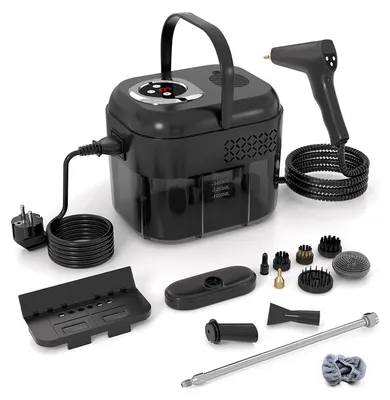 Produktbild von ZELURXX Dampfreiniger 1700 ml, 1500/2500 W, Touchscreen, 6 Dampfstufen, über 120 °C, mit Zubehör, Schwarz