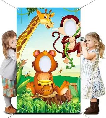 Produktbild von Jungle Fotowand für Feierlichkeiten und Geburtstage - Perfekte Jungle Geburtstagsdekoration - Geeignet für Partyspiel mit Tieren