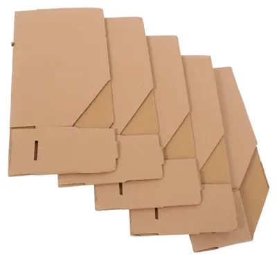 Produktbild von 5 Stück stabile Umzugsboxen aus Wellpappe mit Deckel für einfache Montage zur Lagerung und Sortierung von Kleinteilen im Haushalt und Büro