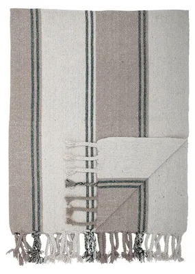 Produktbild von Bloomingville Decke Grau Streifen 130x160 Kuscheldecke gestreift Fransen Throw