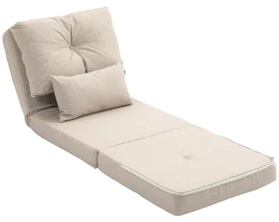 Zdjęcie produktu dla Fotel wypoczynkowy jednoosobowy z funkcją spania, bez ogrzewania - rozkładana sofa-łóżko - regulowane oparcie - z poduszką - klasyczny design - kolor beżowy