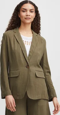 Produktbild von b.young BYJOHANNA Damen Blazer Longblazer Jacke Viskose - Leinenmix mit Reverskragen und Knopf Regular Fit