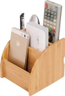Produktbild von Schreibtisch Organizer Multifunktionale Bambus Aufbewahrungsboxen Office Box - Perfekte Desktop-Box für Ihr Kosmetik, Smartphone, Fernbedienung und andere Kleinteile
