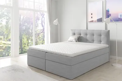 Produktbild von Boxspringbett Schlafzimmerbett OVIEDO 160x200cm Stoff Hellgrau