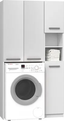 Produktbild von Waschmaschinenschrank Badschrank Badregal lange Tür Weiss