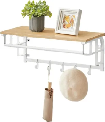 Obrázok produktu pre Nástenná skrinka s poličkou a vešiakom, nástenné úložné riešenie, maximálna nosnosť 15 kg, rozmer 30 x 66 x 27 cm