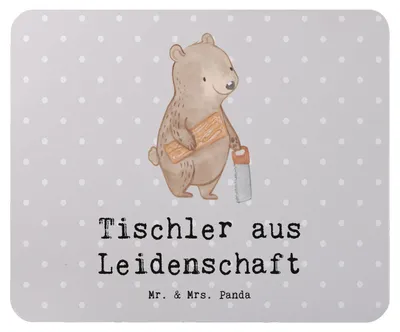 Produktbild von Mr. & Mrs. Panda Mousepad Tischler Leidenschaft - Grau Pastell - Geschenk, Mauspad, laptop, Mouse Pad, pc mausunterlage