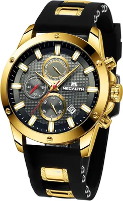 Produktbild von Sportliche Herrenuhr Chronograph Analog, große wasserdichte Armbanduhr für Männer mit leuchtenden Zeigern, Datum, Gummiarmband, modisches Design