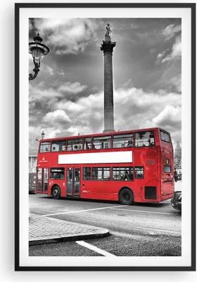 Produktbild von Gerahmtes Poster - Schwarzer Rahmen - Trafalgar Platz Taxi London - 61x91,5 cm - Wand Bild - Wanddeko - Wandbilder - Wandposter - Bilderrahmen - Bilder - Kunstdruck - Wandbild - P2BPA61x91-0488