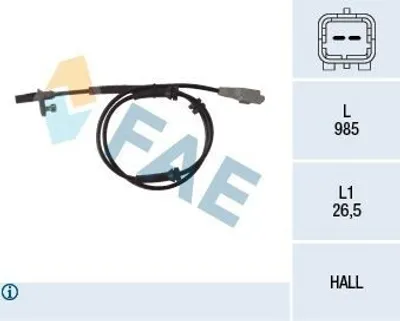 Produktbild von FAE ABS Sensor Raddrehzahl Hinten für CITROËN BERLINGO (B9) 78118