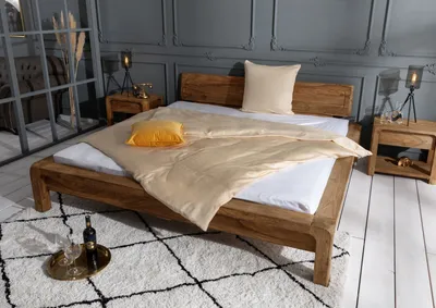 Produktbild von MASSIVMOEBEL24 Bett Sheesham 200x200x80 braun geölt BUENO #002