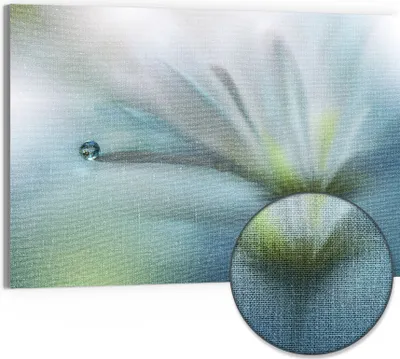 Produktbild von DEQORI Hybrid Leinwand Bild 90x60 cm 'Flüchtiger Tropfen' Wandbild Glas flach modern