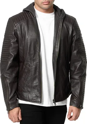 Image de Veste en cuir pour homme Tazzio style motard A800 (marron, M)