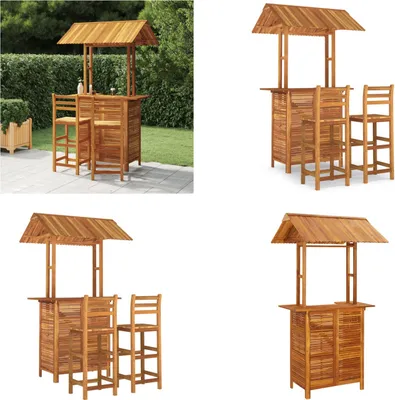 Produktbild von vidaXL 3 tlg. Gartenbar Set Massivholz Akazie - Gartenbar-Set - Gartenbar-Sets - Gartentisch Und Stuhl - Outdoor-Essgruppe
