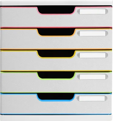 Produktbild von Exacompta Schubladenbox MODULO A4 5 geschlossene Schub Weiss/Harlekin 301913D