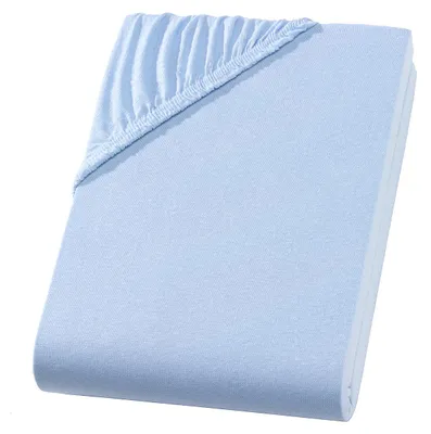 Produktbild von Jersey Spannbettlaken 180-200x200 cm Spannbettuch 100% Baumwolle Bettlaken, Hellblau