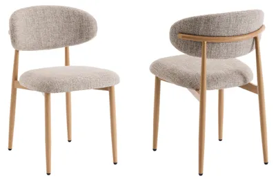 Produktbild von Furnihaus - Esszimmerstühle 2er Set, Celia Taupe Natur Holzlook - Komfortable Japandi Stil
