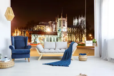 Produktbild von Vlies Fototapete WESTMINSTER-ABTEI IN DER NACHT 375 x 250 cm (inkl. Kleister) - Vlies Tapete, Wandtapete, Wandbilder - Tapete für Wohnzimmer Schlafzimmer, Büro, Küche - Montagefertig