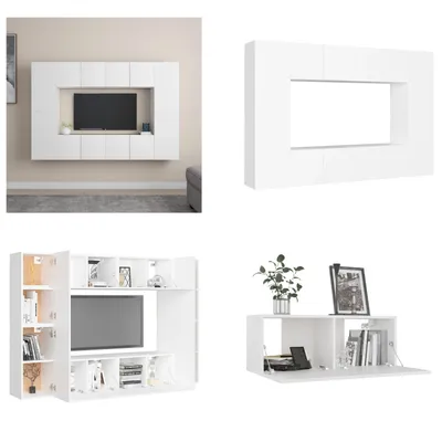 Obrázok produktu pre vidaXL 8 ks TV skrinka biela materiál na báze dreva - TV skrinka - TV skrinky - HiFi skrinka - HiFi skrinky