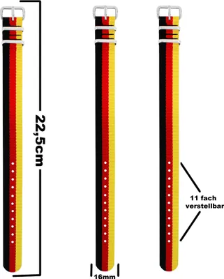 Produktbild von Pacific Time Uhrenarmband Wechselarmband Textil Nylon 16mm Deutschland 10037