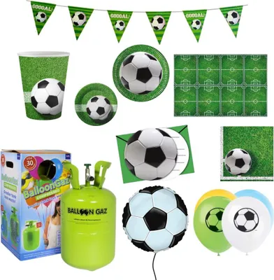 Obrázek produktu pro Dětská narozeninová sada Fotbal s balónky a heliem - 10 osob