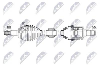 Produktbild von Antriebswelle 720 mm Vorderachse links, Außenverzahnung Differenzialseite 24, Radseite 30