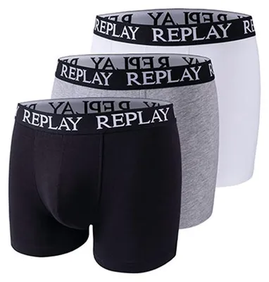 Produktbild von Replay - Boxershorts für Herren (3er-Pack) LT1066 (L) (Schwarz/Grau meliert/Weiß)