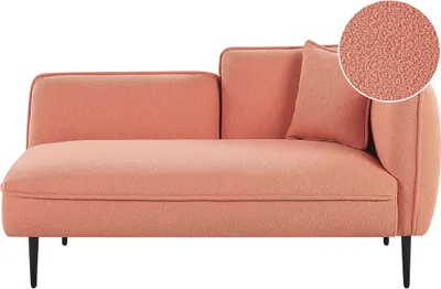Produktbild von BELIANI Chaiselongue Pfirsichrosa Stoffbezug Bouclé Rechtsseitig mit Kissen Metallbeine Modern für Wohnzimmer Schlafzimmer Wintergarten Kleine Räume