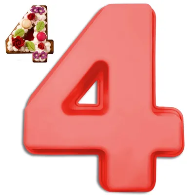 Silikon-Backform Zahl 4, 25,4 cm, rot, für Kuchen & Kekse