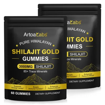 Produktbild von Himalaya Shilajit Gold Gummies Gummibärchen Fulvosäure 3000mg für Energie Vegan, 2x 60 St.