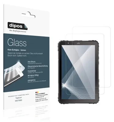 Produktbild von 2x Schutzfolie für Topicon MDT880 - Anti-Shock 9H Folie dipos Glass Kunststoffglas